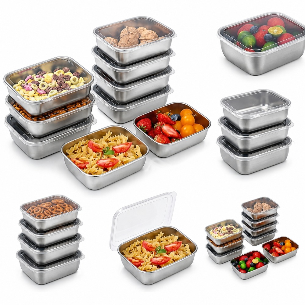 Food Storage In Stainless Steel - Набор из 6 герметичных контейнеров для