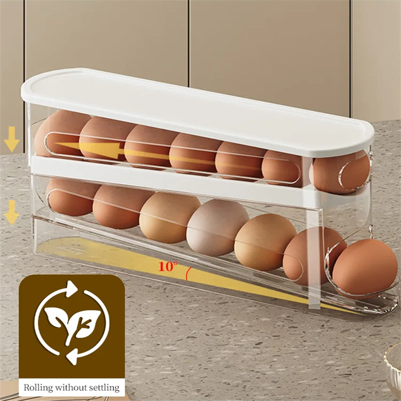 Egg Storage Holder - Сдвижная коробка для яиц, двойной автоматический