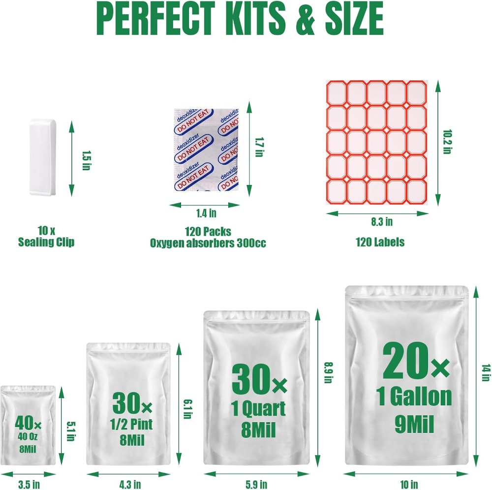 120 майларовых пакетов для хра – обзор и цена Food Storage Oxygen Absorbers