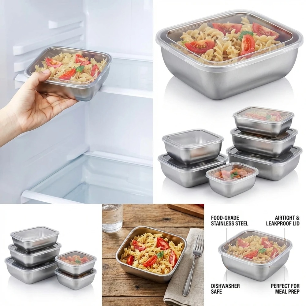 Набор из 6 герметичных контейн – обзор и цена Food Storage In Stainless Steel