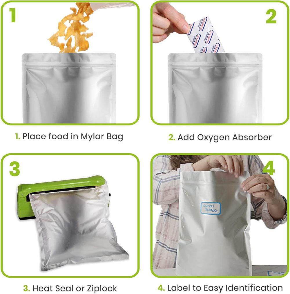 10 шт. пакетов из алюминиевой  – обзор и цена Food Storage Oxygen Absorbers